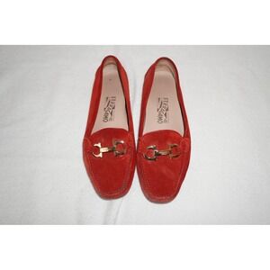 Salvatore Ferragamo Red Suede Gancini Driving Loafers Womens 8 B SN 34723 Italy